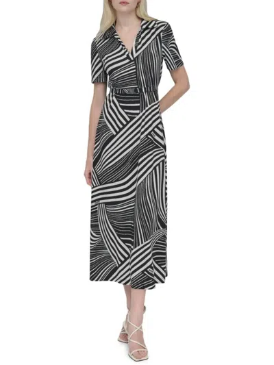 Dkny Women's Short Sleeve Printed Jersey Midi-dress In Multi