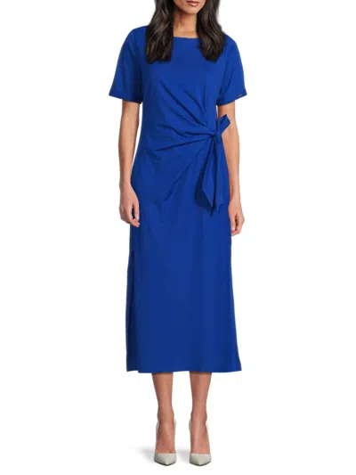 Dkny Women's Short Sleeve Shift Midi Dress In Cobalt