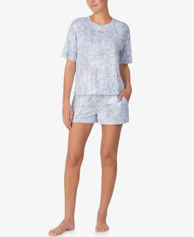 Dkny Women's Short-sleeve Top & Boxers, 2-piece Set In Blue