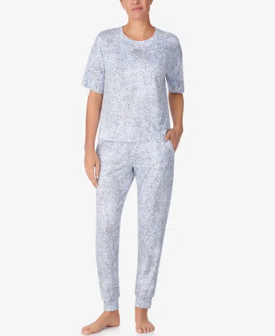 Dkny Women's Short-sleeve Top & Jogger Pants, 2-piece Set In Blue
