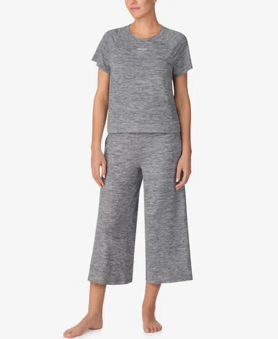 Dkny Women's Short-sleeve Top And Wide-leg Jogger Pants, 2-piece Set In Gray