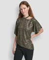 Dkny Women's Short Sleeves Cut Foil Printed Top In Green