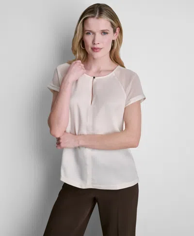 Dkny Women's Short-sleeve Crew Neck Blouse In White
