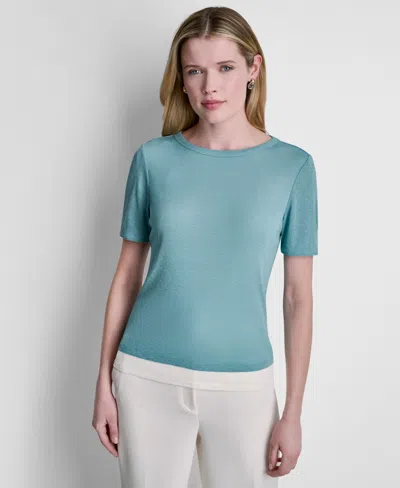 Dkny Women's Short-sleeve Crew Neck Top In Blue