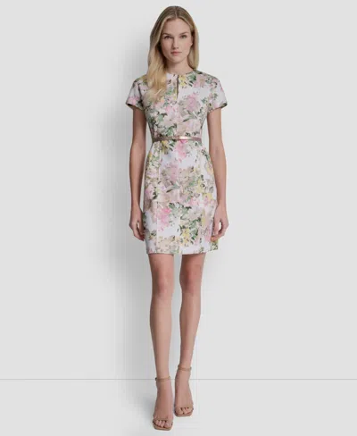 Dkny Women's Short-sleeve Crewneck A-line Dress In Multi