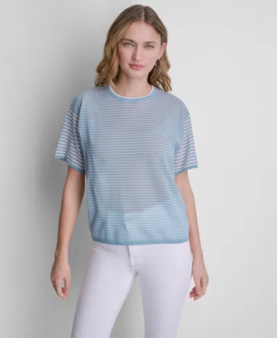 Dkny Women's Short-sleeve Striped Sweater In Blue