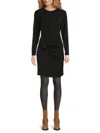 Dkny Womens High Neck Long Sleeve Sheath Dress In Black
