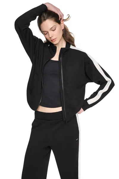 Dkny Women's Side Stripe Full Zip Jacket In Black
