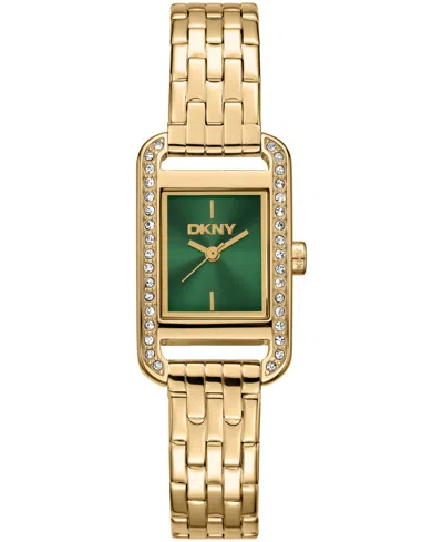 Dkny Women's Signature Shape Quartz Gold-tone Stainless Steel Bracelet Watch 20x33mm