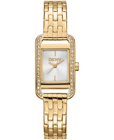 Dkny Women's Signature Shape Quartz Gold-tone Stainless Steel Bracelet Watch 20x33mm
