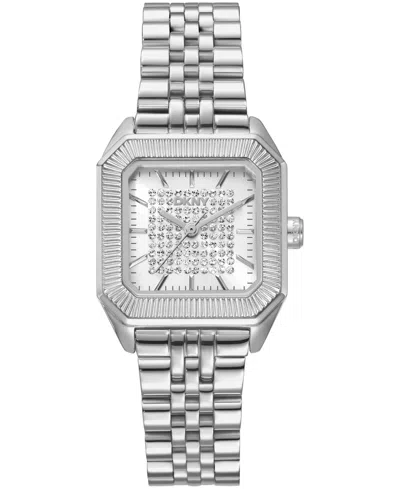 Dkny Women's Signature Shape Quartz Stainless Steel Bracelet Watch 27x34mm In Metallic