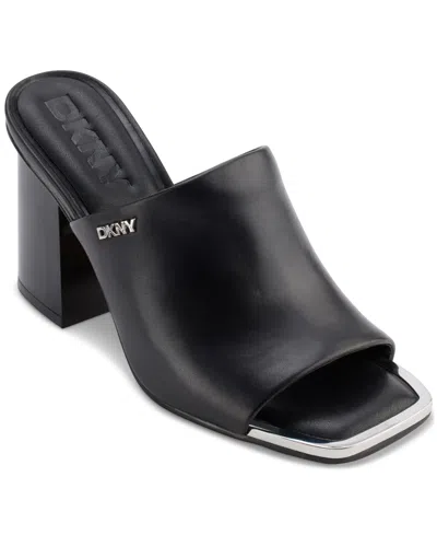 Dkny Women's Silas Square-toe Slip-on Dress Sandals In Black