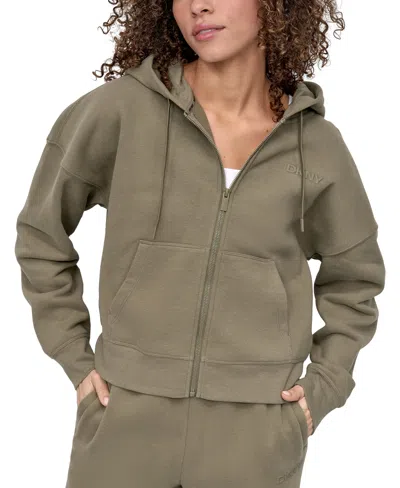 Dkny Women's Silicone Logo Full-zip Hoodie In Green