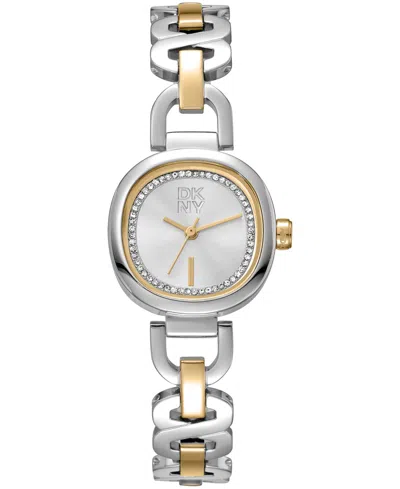 Dkny Women's Silver Crystal Accented Dial Stainless Steel Open Link Bracelet Watch, 24mm