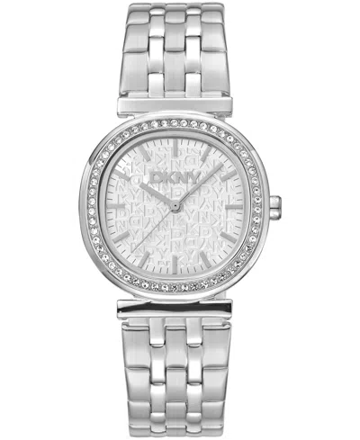 Dkny Women's Silver Dial Crystal Bezel Stainless Steel Bracelet Watch, 30mm