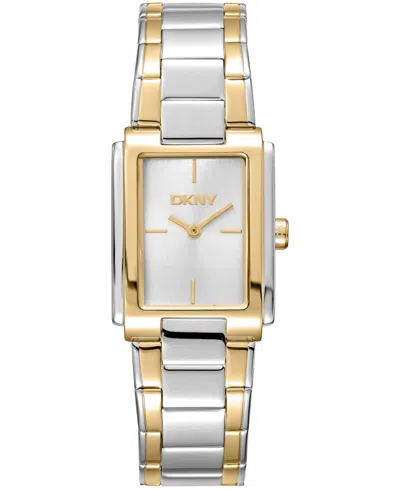 Dkny Women's Silver Dial Two-tone Gold Stainless Steel Bracelet Watch, 23 X 30mm