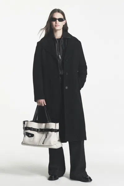Dkny Women's Single Breasted Bouclé Wool-blend Coat In Black