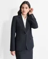 Dkny Womens Solid Rayon One-button Blazer In Navy