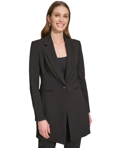 Dkny Women's Single-button Long-sleeve Blazer In Black