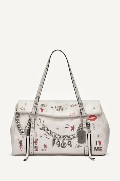Dkny Women's Skye Medium Graffiti Satchel In Marshmallow