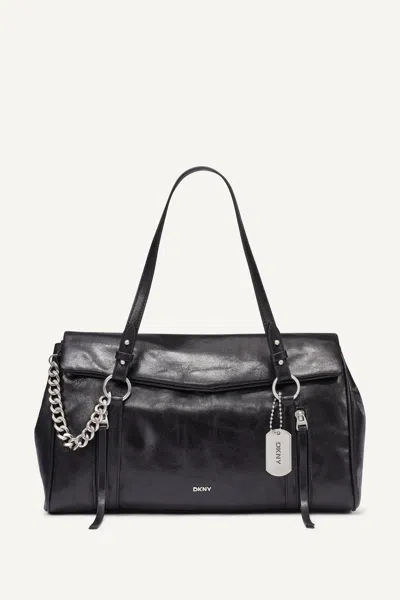 Dkny Women's Skye Medium Satchel In Black/silver