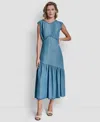 Dkny Women's Sleeveless A-line Midi Dress In Blue