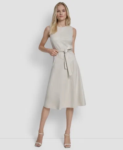 Dkny Women's Sleeveless Crew Neck Fit & Flare Dress In Gray