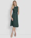 Dkny Women's Sleeveless Crew Neck Fit & Flare Dress In Green