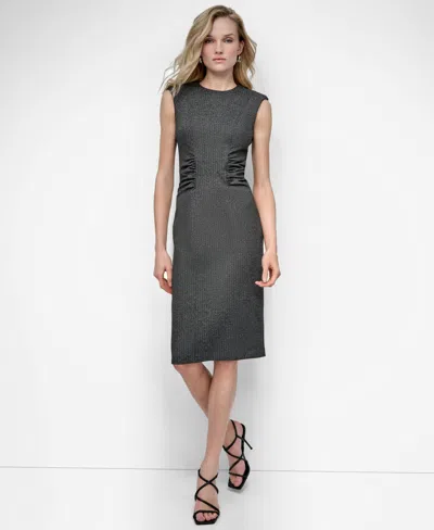 Dkny Women's Sleeveless Crew Neck Sheath Dress In Black
