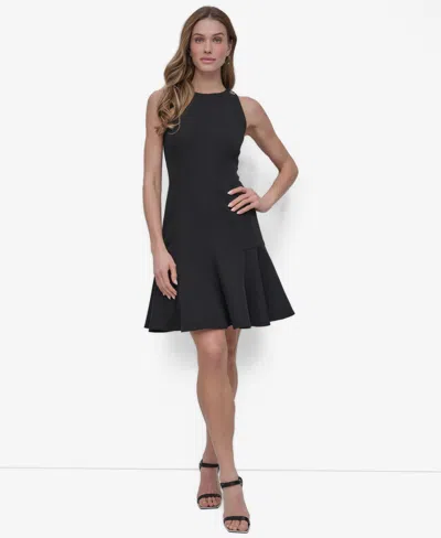 Dkny Women's Sleeveless Crewneck Fit & Flare Dress In Black