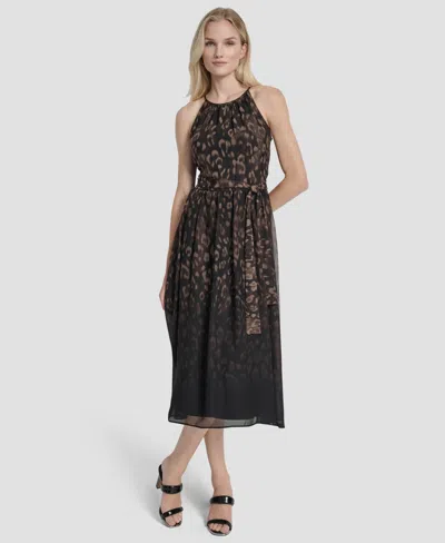 Dkny Women's Sleeveless Crewneck Midi Dress In Black