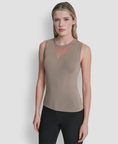 Dkny Women's Sleeveless Crewneck Sweater Top In Gray