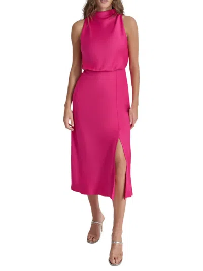 Dkny Women's Sleeveless Draped Satin Midi-dress