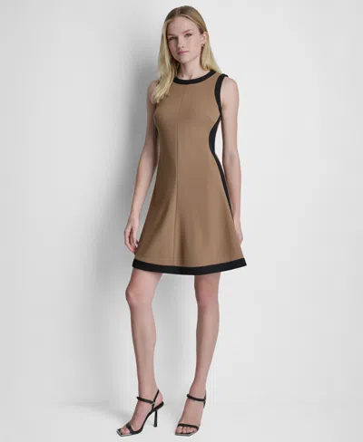 Dkny Women's Sleeveless Fit And Flare Mini Dress In Brown
