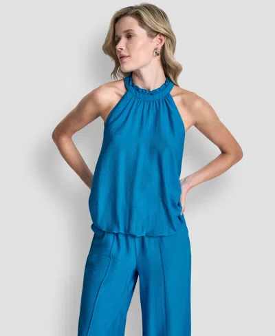 Dkny Women's Sleeveless Halter-neck Top In Blue