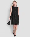 Dkny Women's Sleeveless Hotfix Overlay Dress In Black