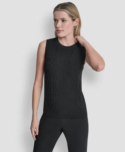 Dkny Women's Sleeveless Logo Printed Sweater In Black