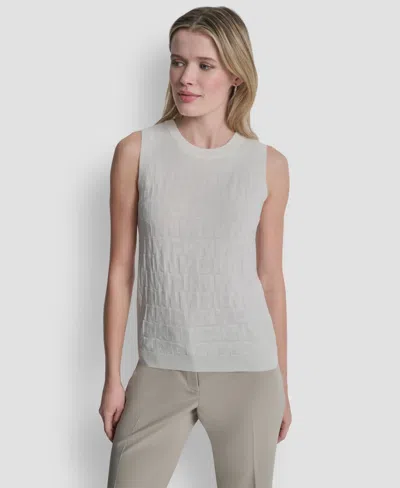 Dkny Women's Sleeveless Logo Printed Sweater In White
