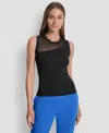 Dkny Women's Asymmetric Sheer Panel Sleeveless Sweater In Black