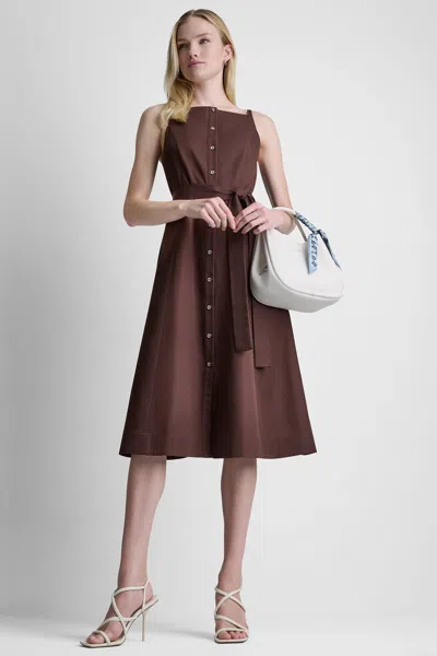 Dkny Women's Sleeveless Midi Fit & Flare Dress In Brown