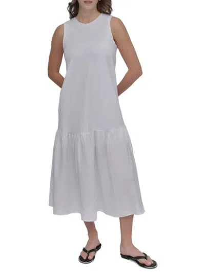 Dkny Women's Sleeveless Mixed Media Midi-dress