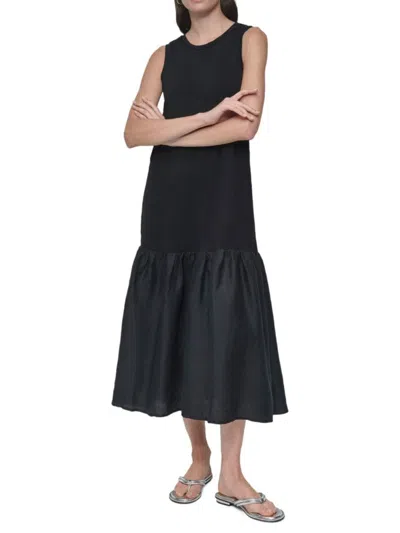 Dkny Women's Sleeveless Mixed Media Midi-dress