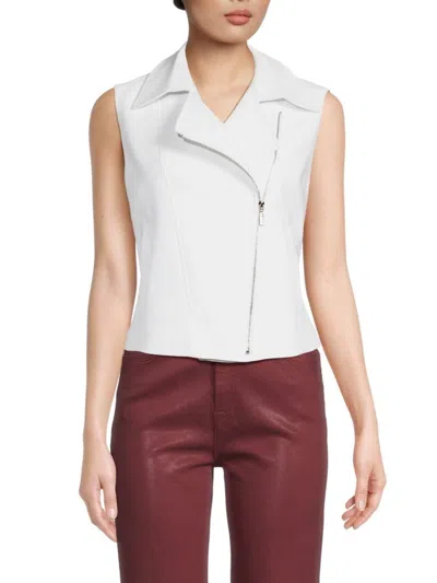 Dkny Women's Sleeveless Moto Vest In White