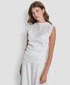 Dkny Women's Sleeveless Open Textured Top In White