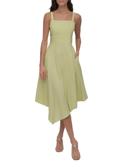 Dkny Women's Sleeveless Paneled Linen-blend Midi-dress