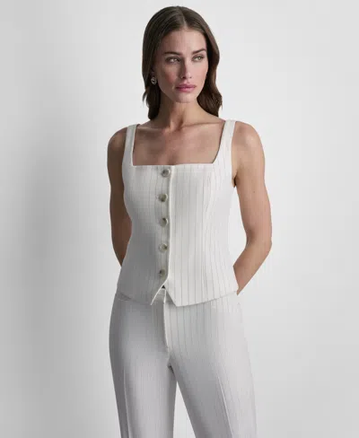 Dkny Women's Sleeveless Pinstripe Button-front Vest In White