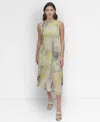Dkny Women's Sleeveless Printed Jersey Dress In Watercolor Hues