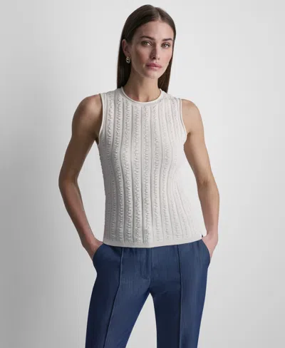 Dkny Women's Sleeveless Pucker Detail Sweater In White