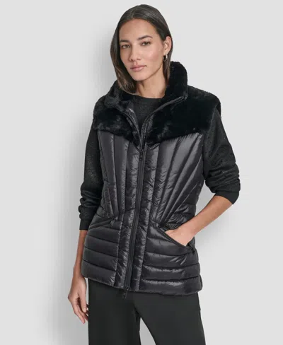 Dkny Women's Sleeveless Puffer Vest Jacket In Multi