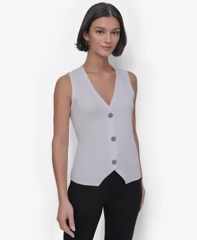 Dkny Women's Sleeveless Rib-knit Vest Top In White
